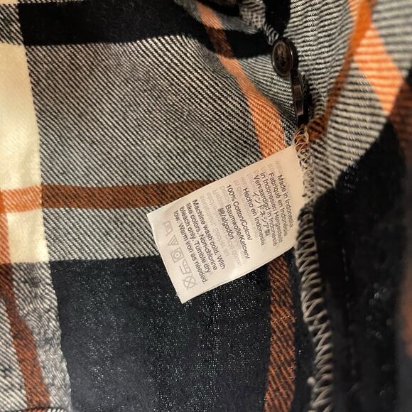 The Perfect Flannel By Madewell Black Orange Small 100% Cotton - Picture 6 of 9